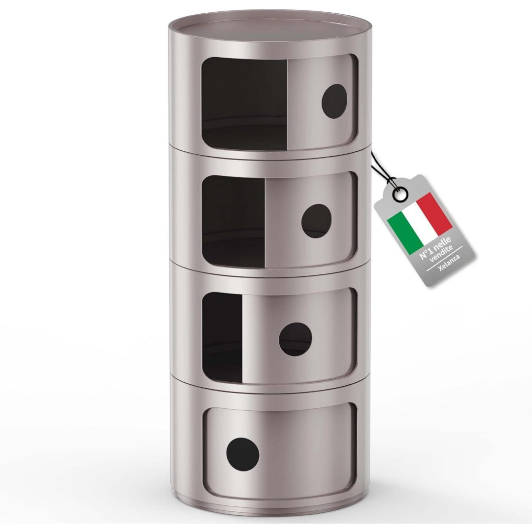 Tavolino laterale con ante scorrevoli con ante grigio