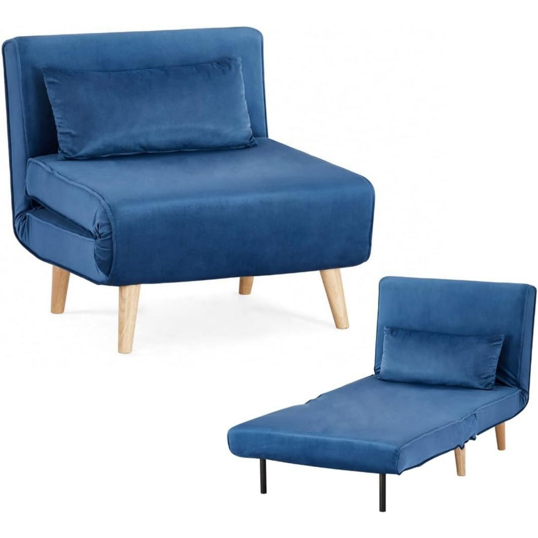 Seduta imbottita reclinabile rivestimento in velluto blu