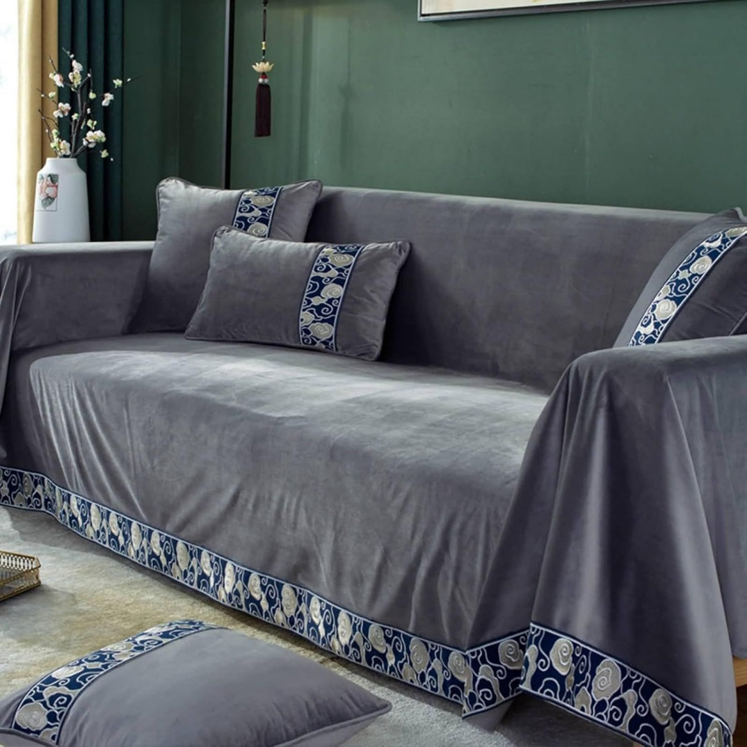 Seduta imbottita con ante con braccioli grigio scuro