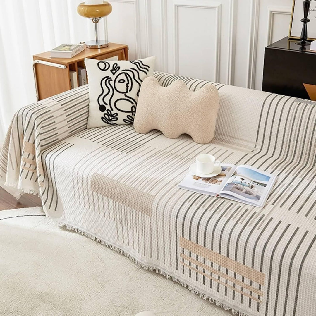 Seduta imbottita AMDXD Coperta motivo geometrico righe grigio