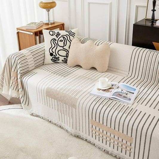 Seduta imbottita AMDXD Coperta motivo geometrico righe grigio