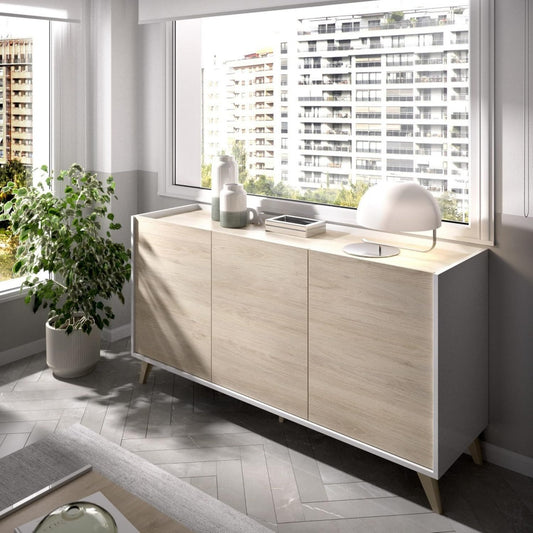 Credenza da soggiorno regolabile in MDF bianco