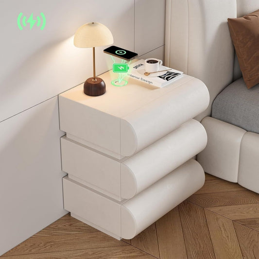 Comodini con vano contenitore con porta USB bianco
