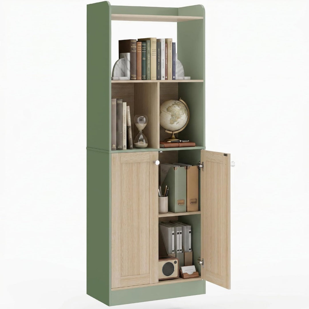 Mobile libreria con ante in MDF naturale