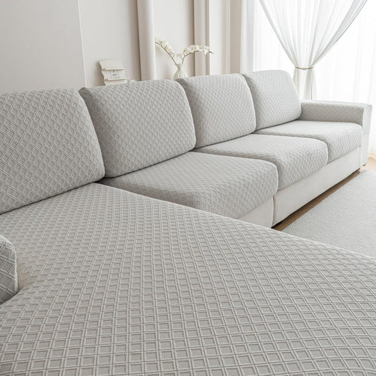 Divano confortevole grigio chiaro rivestimento in tessuto