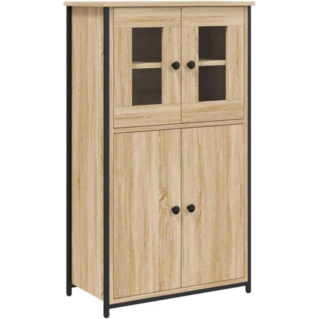 Credenza da soggiorno struttura in metallo con vetro rovere