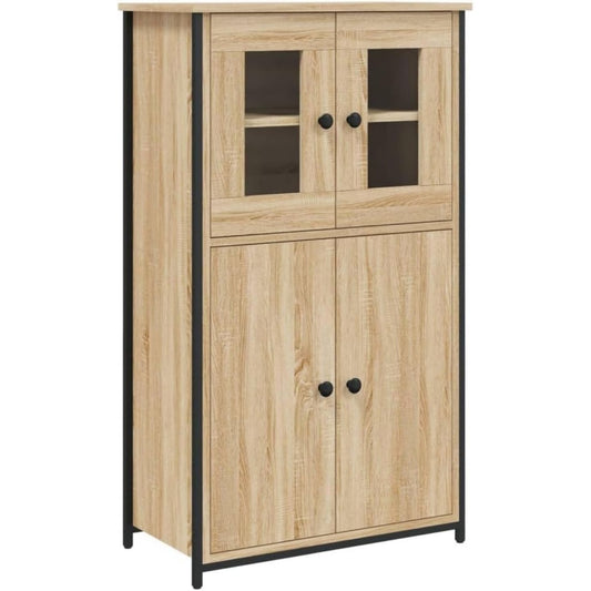 Credenza da soggiorno struttura in metallo con vetro rovere